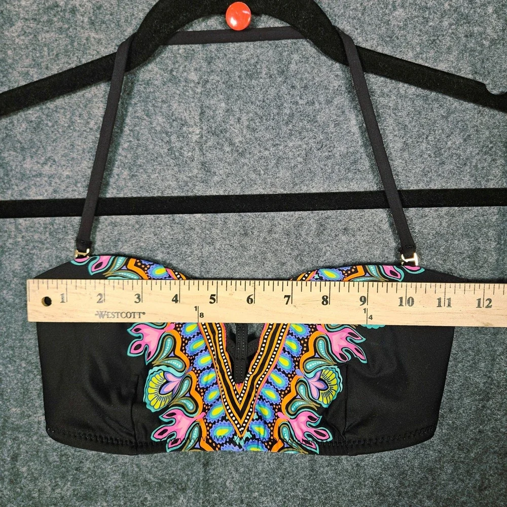 Trina Turk Womens Paisley V-Neck  Halter Bandeau Swim Sz 6